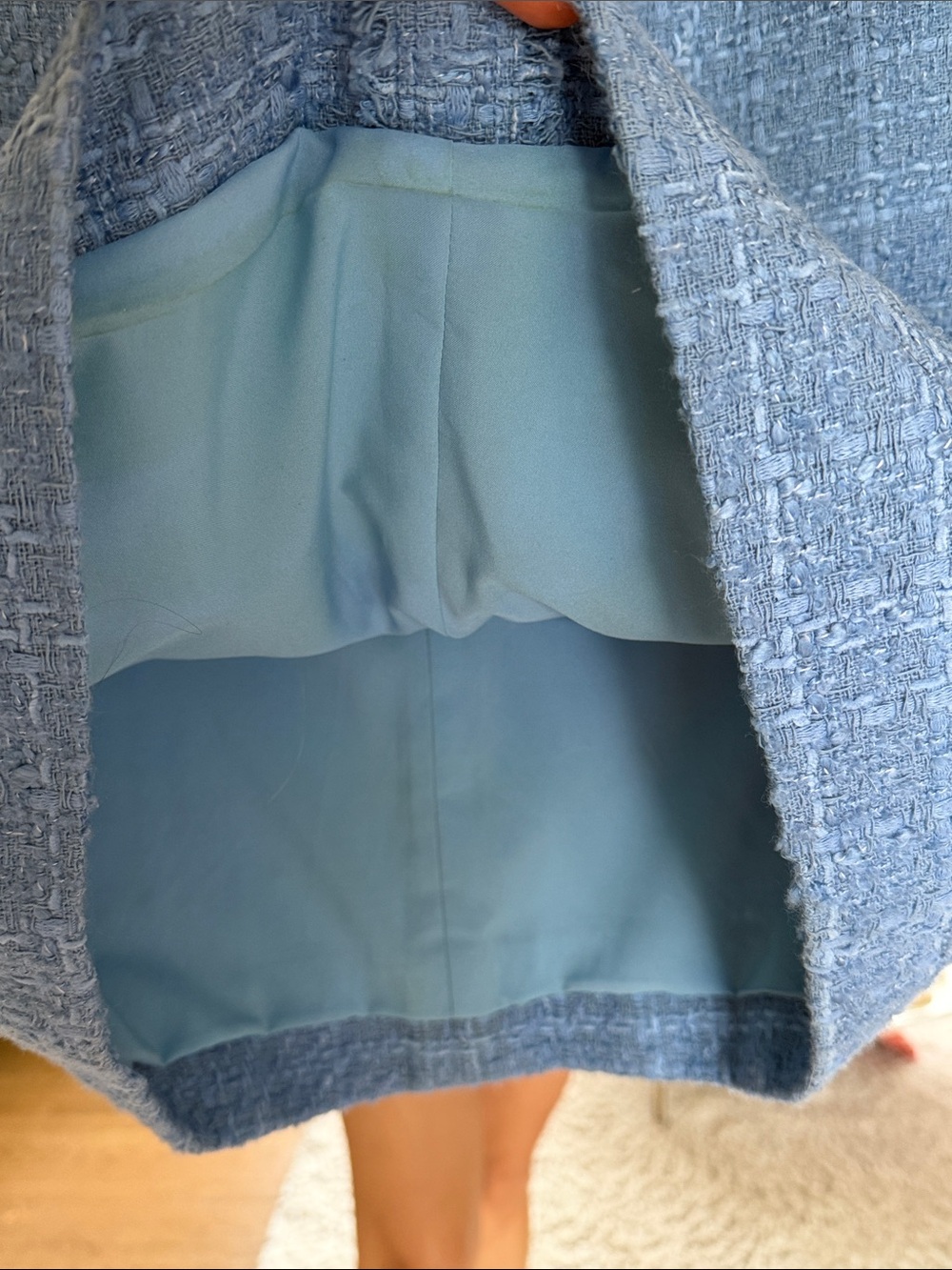 Veronica Beard Light Blue Textured Tweed Shift Dress - Picture 8 of 9